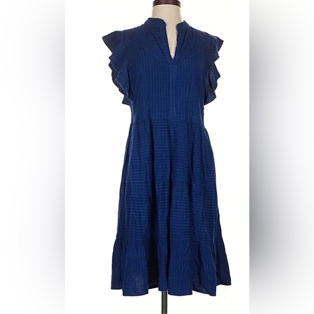 Anthropologie Amadi Casual Blue Tiered Dress Size Medium - Picture 3 of 10
